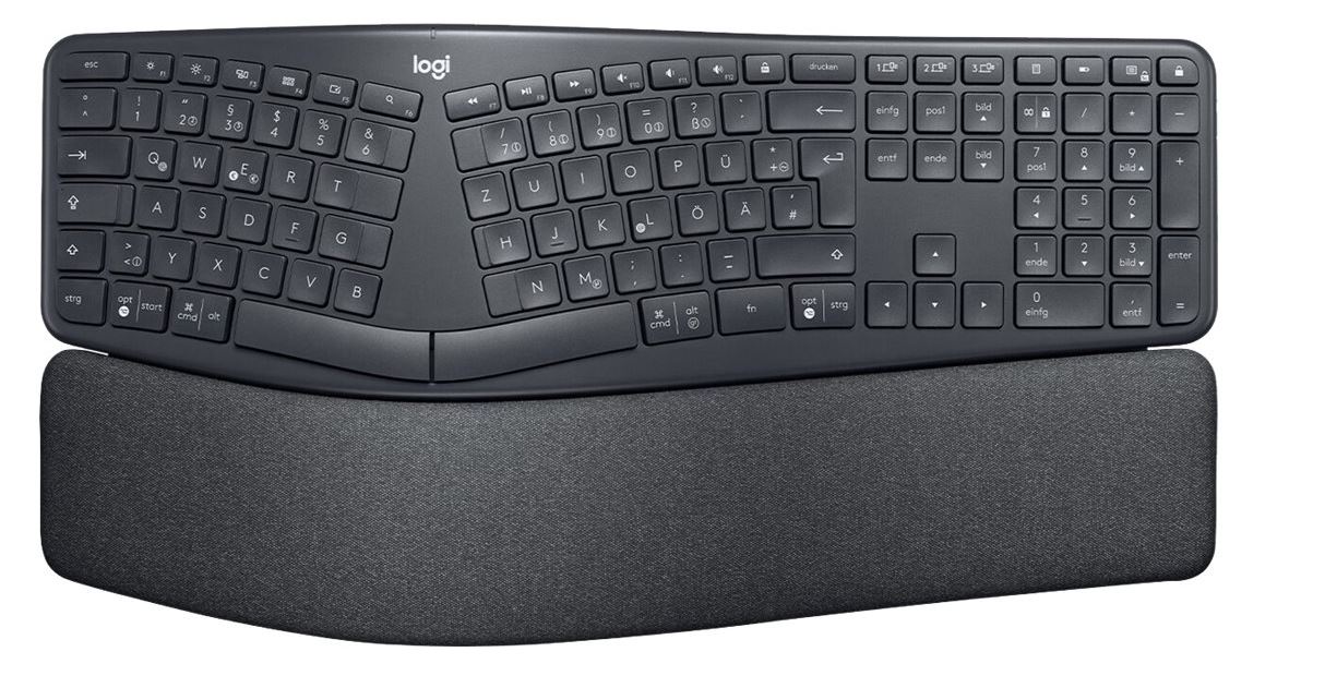 Logitech ERGO K860 - Tastatur - kabellos - 2.4 GHz, Bluetooth 5.0 - DE