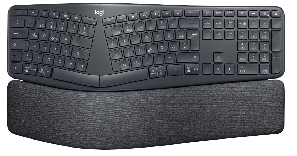 Logitech ERGO K860 - Tastatur - kabellos - 2.4 GHz, Bluetooth 5.0 - US