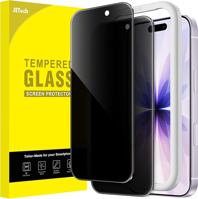 JETech Sichtschutz Panzerglas für Apple iPhone 17 - 9H Härte (2 Stück)